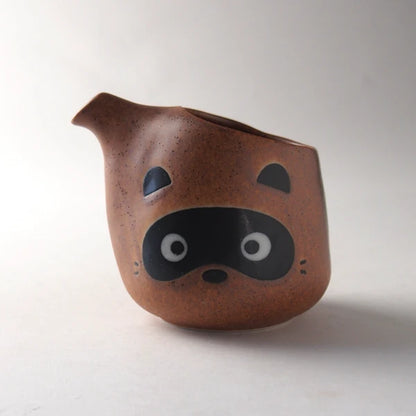 Side Spout Tanuki Raccoon Sake Set | Mitsui Pottery (Japan)