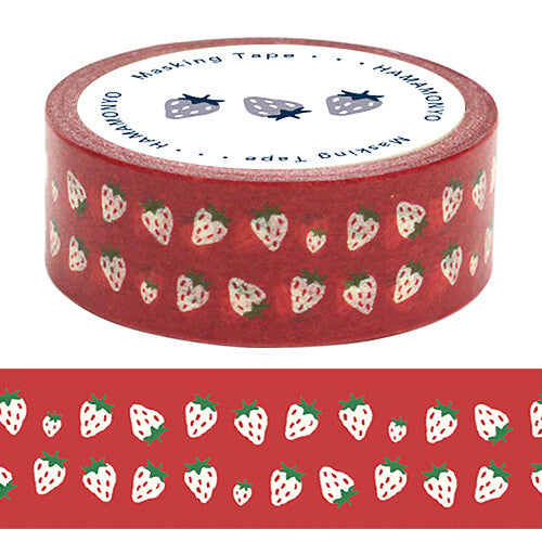 White Strawberries Washi Tape | Hamamonyo (Japan)