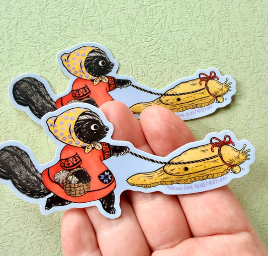 Skunk and Slug Go for a Walk Vinyl Sticker | Marika Paz (OR)