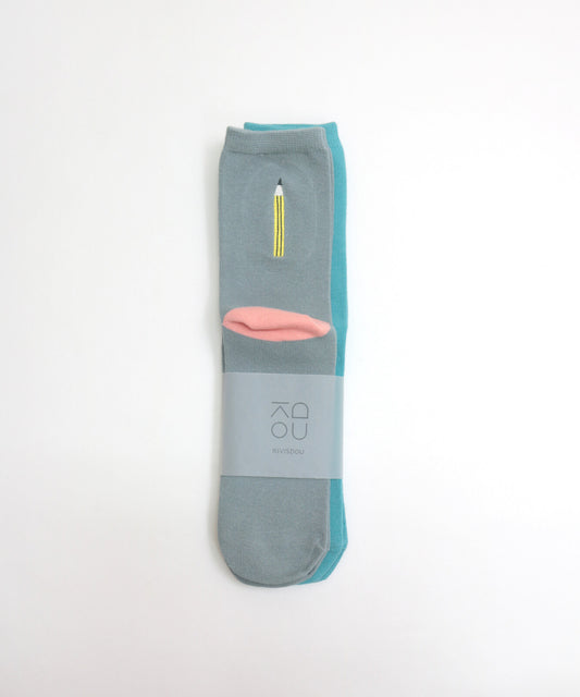 Pencil & Eraser Crew Sock Set | Kivisdou (Japan)
