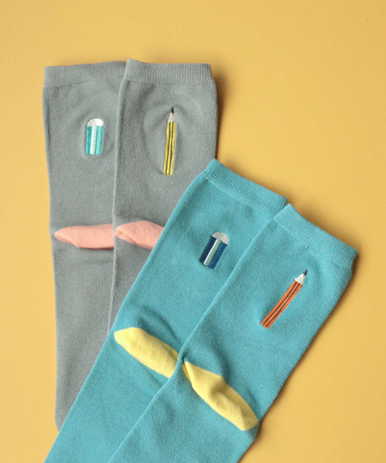 Pencil & Eraser Crew Sock Set | Kivisdou (Japan)