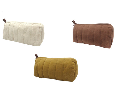 Soft Quilted Zippered Hemp Pouch | (Japan)