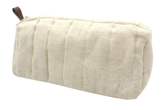 Soft Quilted Zippered Hemp Pouch | (Japan)