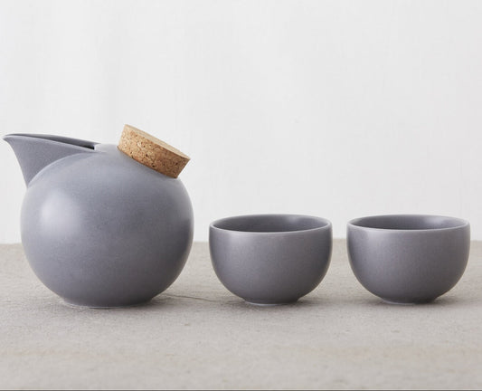Porcelain Sphere Sake Set | Usuzumi-iro (Pale Ink) | Jozan (Japan)