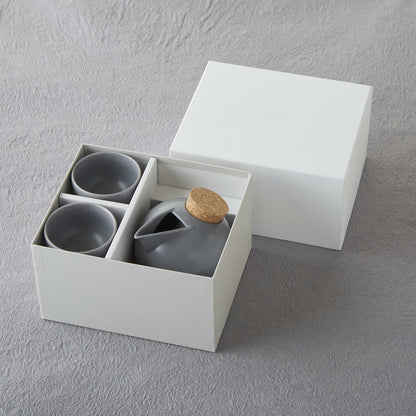 Porcelain Sphere Sake Set | Usuzumi-iro (Pale Ink) | Jozan (Japan)