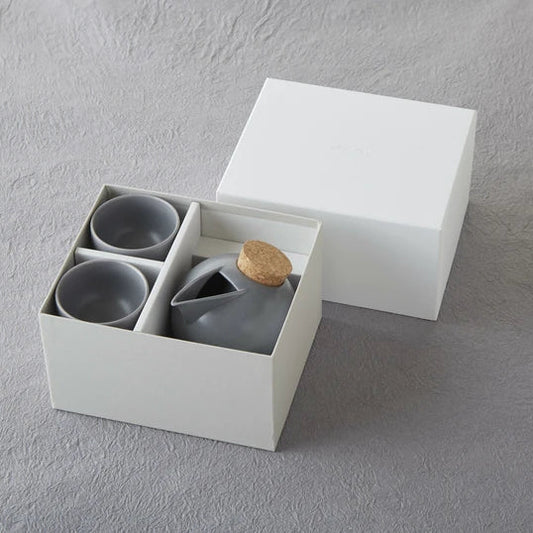 Porcelain Sphere Sake Set | Ama-iro (Flaxen) | Jozan (Japan)
