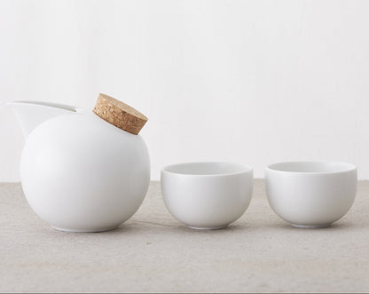 Porcelain Sphere Sake Set | Yukiiro (Snow) | Jozan (Japan)