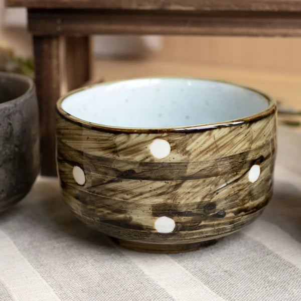 Rust/Polka Dot Matcha Bowl | Yellow | Awasaka (Japan)