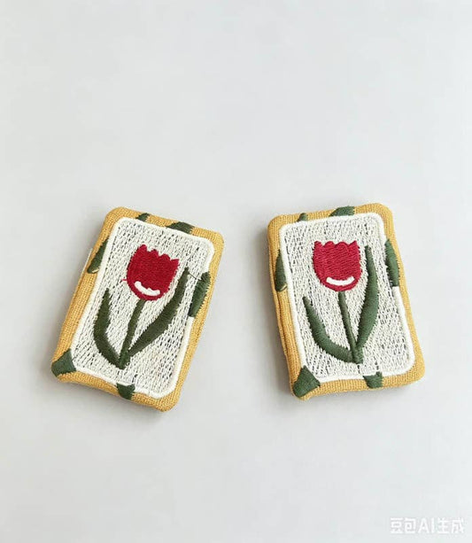 Embroidered Floral Bird Brooch Pin