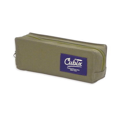 Cubix Compact Square Canvas Pen Case | Olive | M-Plan (Japan)