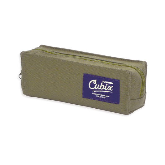 Cubix Compact Square Canvas Pen Case | Olive | M-Plan (Japan)