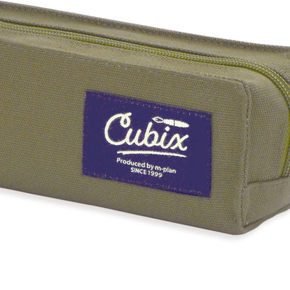 Cubix Compact Square Canvas Pen Case | Olive | M-Plan (Japan)