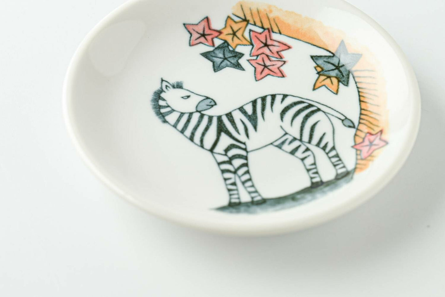 Red Leaves Zebra Plate | Mino Ware (Japan)