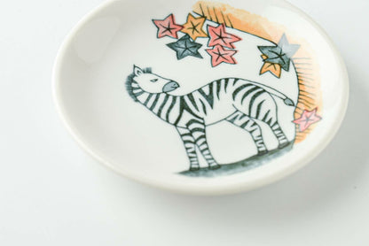 Red Leaves Zebra Plate | Mino Ware (Japan)