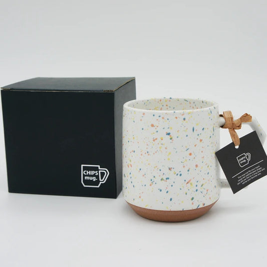 Stackable Ceramic Mug | Splash White/Orange | CHIPS Inc (Japan)