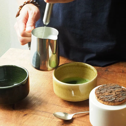 Ceramic Huege Matcha Bowl | Yellow | Chips (Japan)