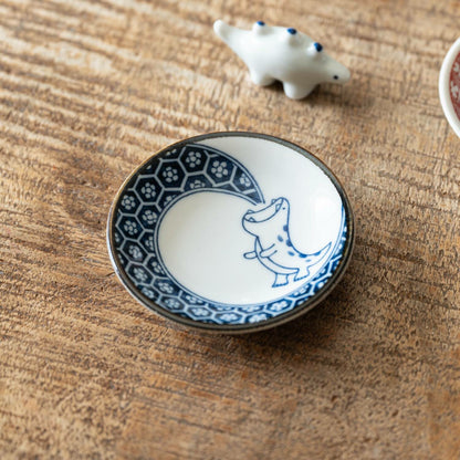 Edokko Dinosaur Plate | Blue Flame Dragon | Mino Ware (Japan)