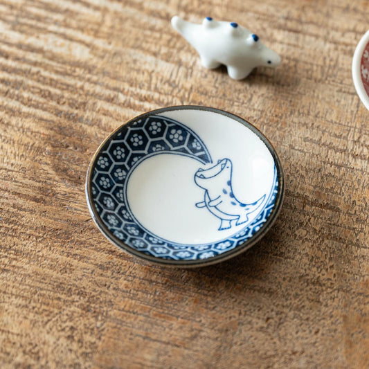 Edokko Dinosaur Plate | Blue Flame Dragon | Mino Ware (Japan)