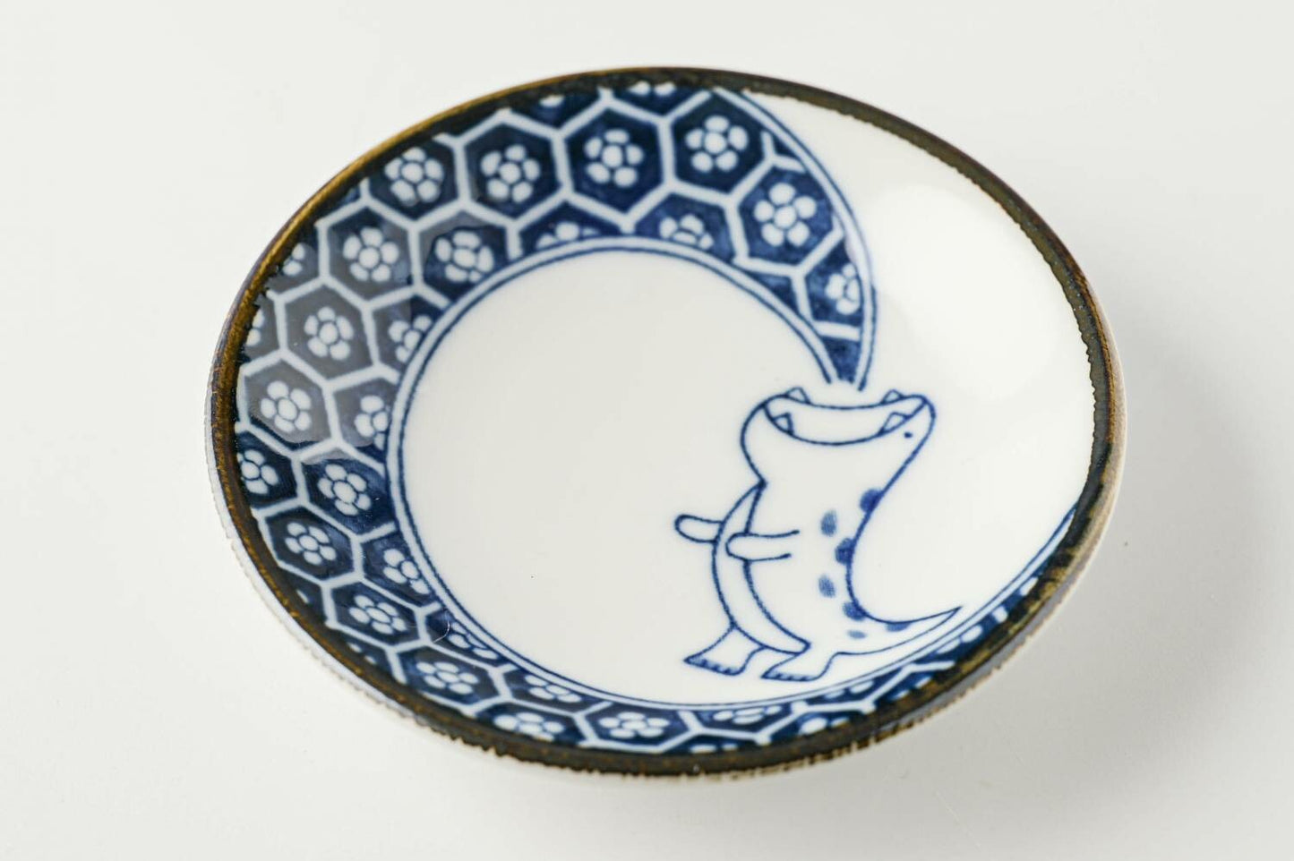 Edokko Dinosaur Plate | Blue Flame Dragon | Mino Ware (Japan)