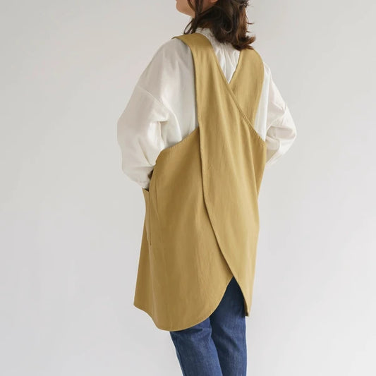 Cross-Back Cotton Twill Apron | Light Gray | Page One (Japan)