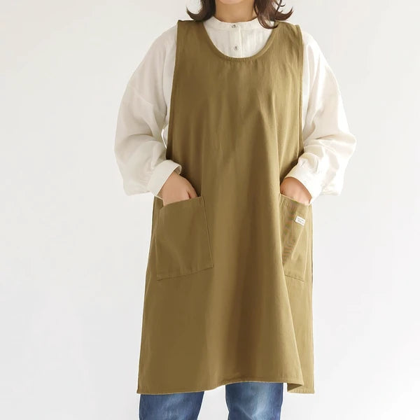 Cross-Back Cotton Twill Apron | Light Gray | Page One (Japan)