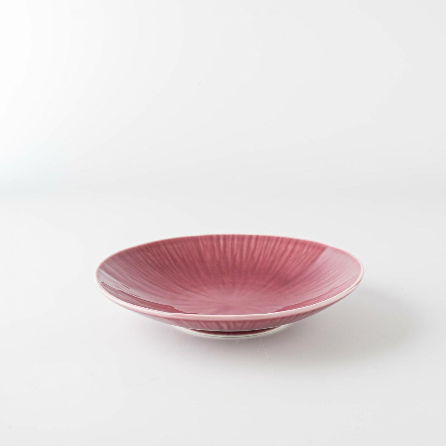 Miyama Crease Plate | Light Cinnabar | Mino Ware (japan)