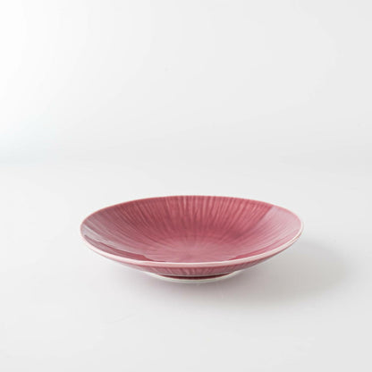 Miyama Crease Plate | Light Cinnabar | Mino Ware (japan)