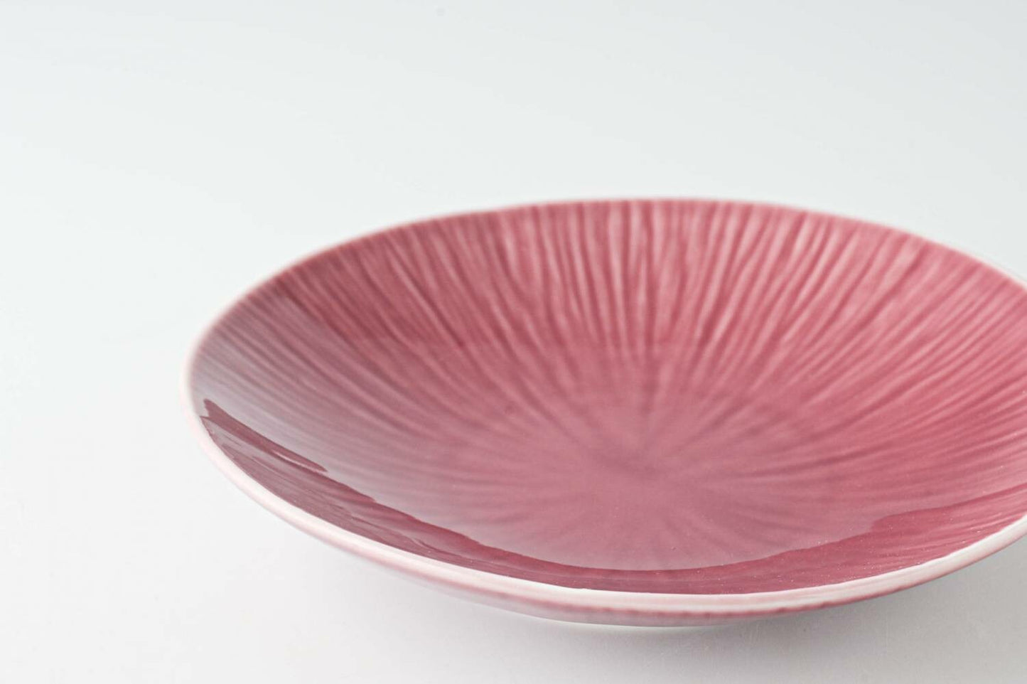 Miyama Crease Plate | Light Cinnabar | Mino Ware (japan)