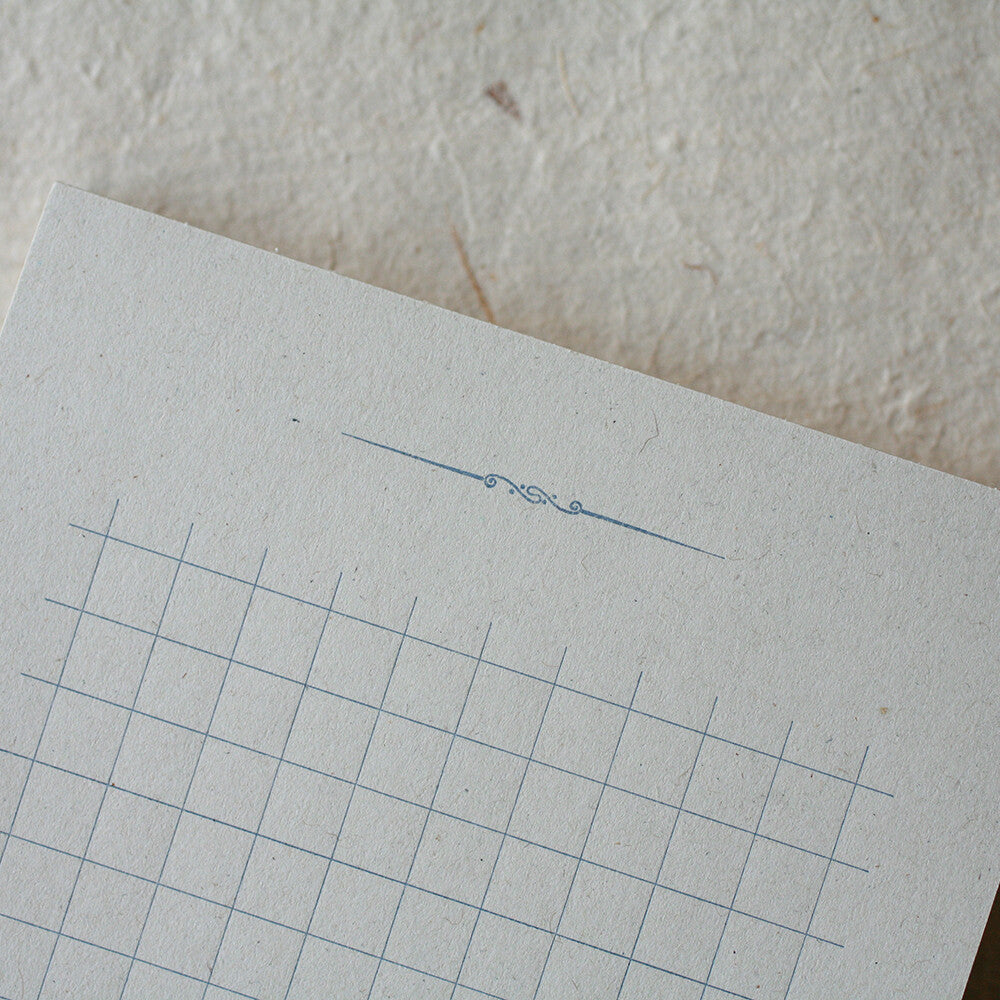 Retro Straw Paper Memo Pad | Blue 02 | retro pattern (japan)