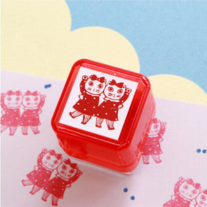 Cat Duo Pre-Inked Stamp | Yumi Kitagishi (Japan)