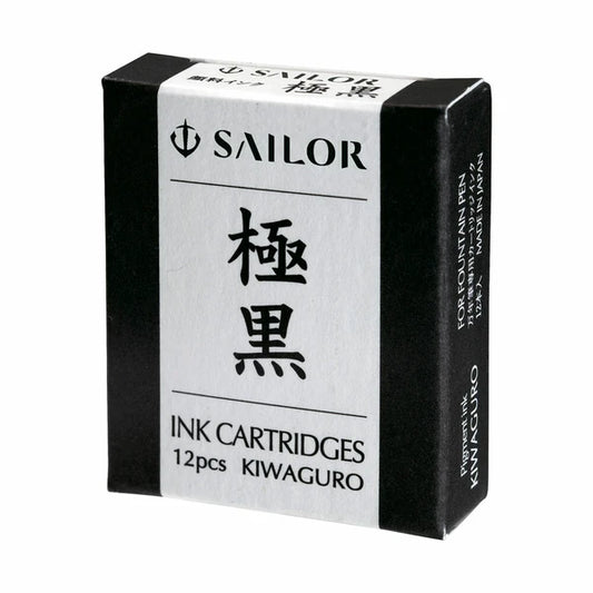 Kiwaguro Ink Cartridges for Sailor Fountain Pen | Black | 12 Pack | Sailor (Japan)