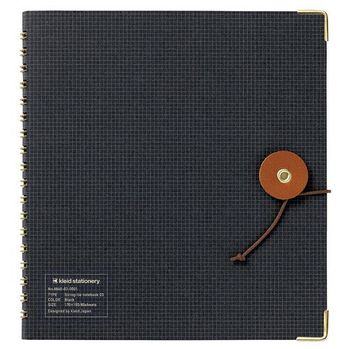 Tochigi Leather Closure String Tie Notebook | Black | Kleid (Japan)