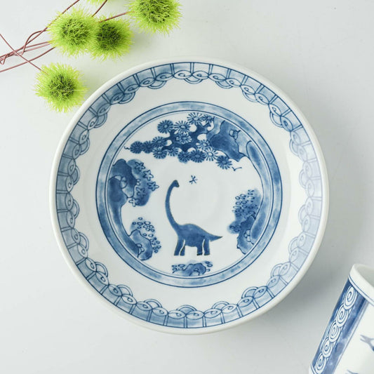 Edo Dinosaur Ryu Sansui Plate | Mino Ware (japan)