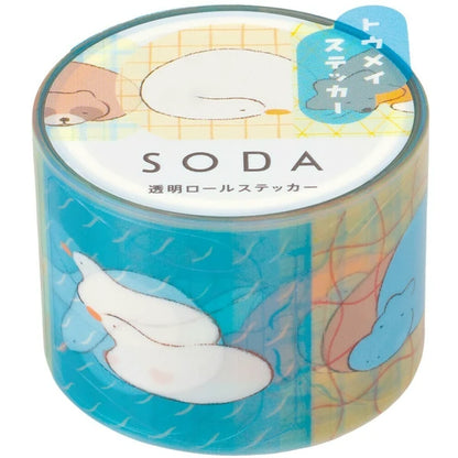 SODA Clear Film Sticker Tape | Relaxing Animals | Kingjim (Japan)