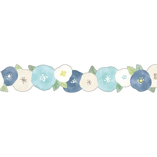 Decoration Die-cut Masking Tape | Blue Floral Garland | KITERA (Japan)