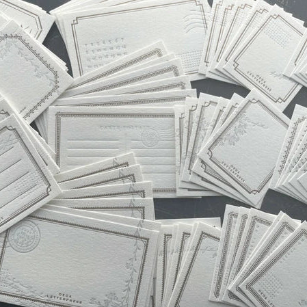 Letterpressed Assorted Card Box | Mellow Silver and Bronze | Oeda Letterpress(Japan)