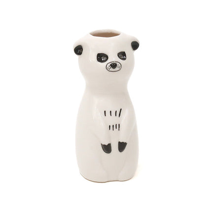 Animal Motif Porcelain Flower Vase | Meerkat | Creer (Japan)