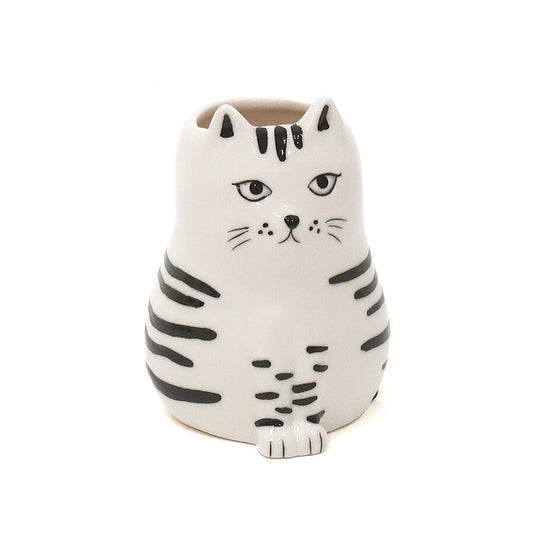 Animal Motif Porcelain Flower Vase | Cat | Creer (Japan)