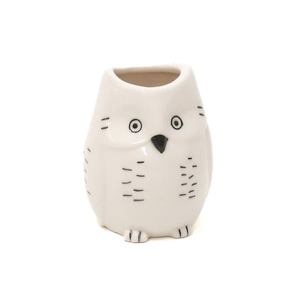 Animal Motif Porcelain Flower Vase | Owl | Creer (Japan)
