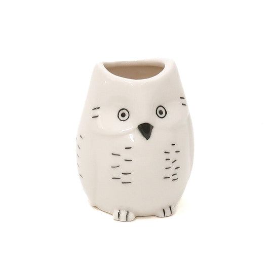 Animal Motif Porcelain Flower Vase | Owl | Creer (Japan)