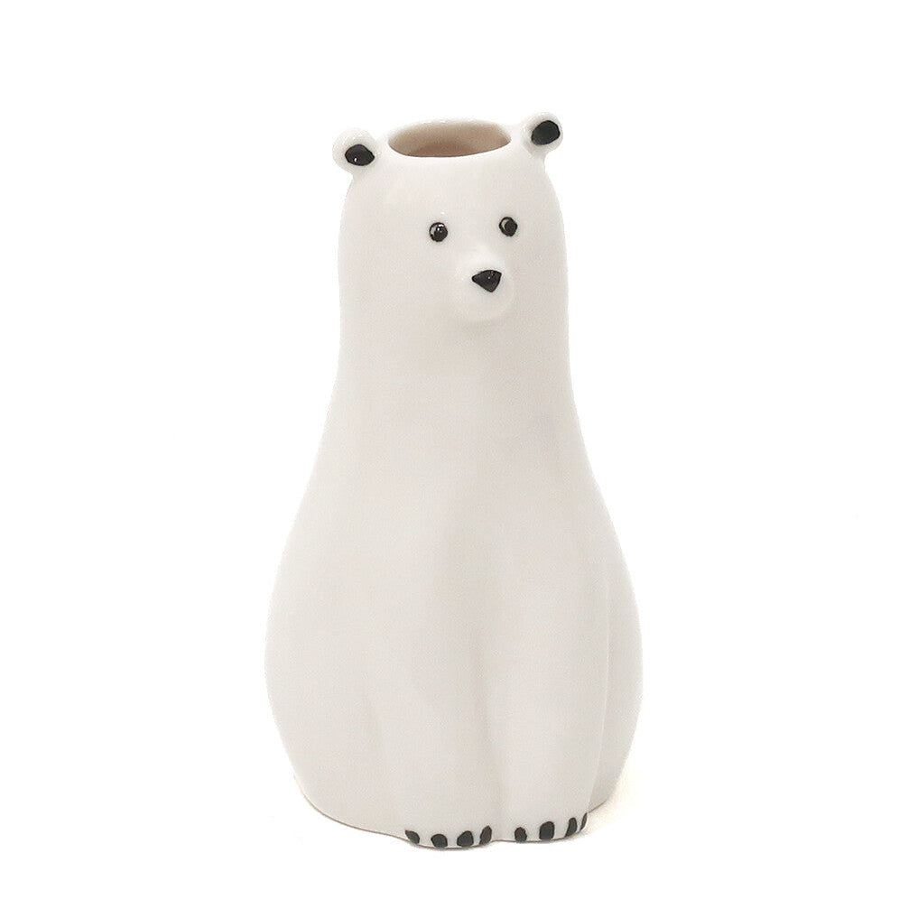 Animal Motif Porcelain Flower Vase | Polar Bear | Creer (Japan)