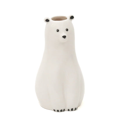Animal Motif Porcelain Flower Vase | Polar Bear | Creer (Japan)