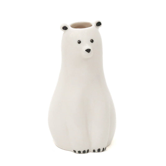 Animal Motif Porcelain Flower Vase | Polar Bear | Creer (Japan)