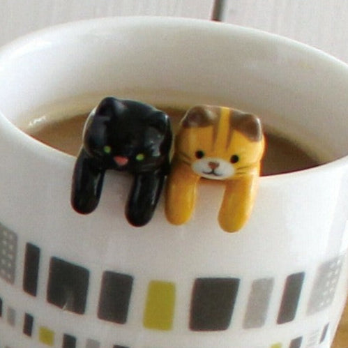Climbing Cat Mug Spoon | Black | Decole (Japan)