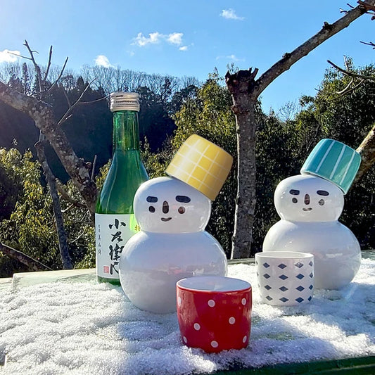Snowman Sake Set | Red/Yellow | Yukimi Sake (Japan)