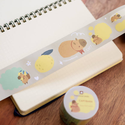 Capybara kiss-cut paper roll labels by Thousand Skies