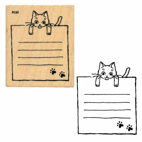 Cat Memo Wooden Stamp | KODOMO NO KAO (Japan)