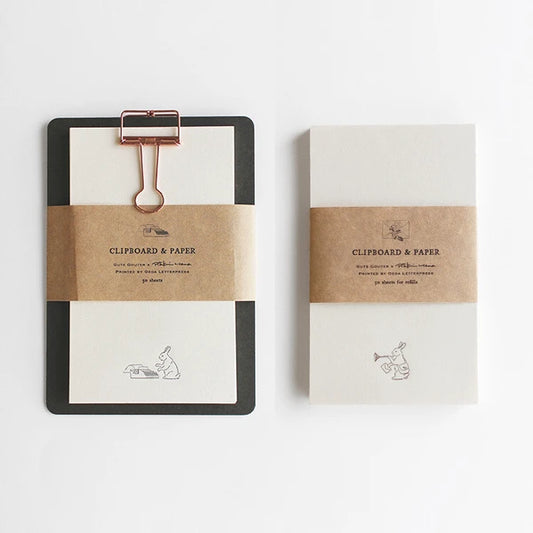 Clipboard & Paper Set – Typewriter Rabbit | Raku Hana x Gute Gouter (Japan)