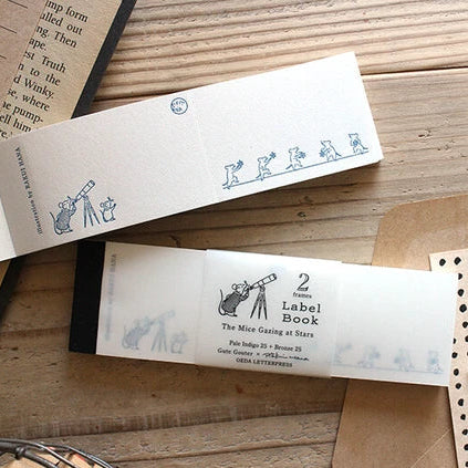 Mini Letterpressed 2 Framed Label Book | The Mice Gazing at the Stars | Oeda Letterpress(Japan)