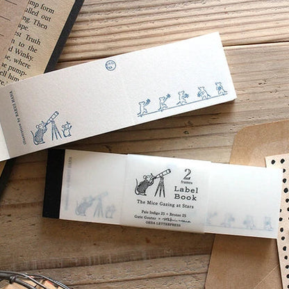 Mini Letterpressed 2 Framed Label Book | The Mice Gazing at the Stars | Oeda Letterpress(Japan)